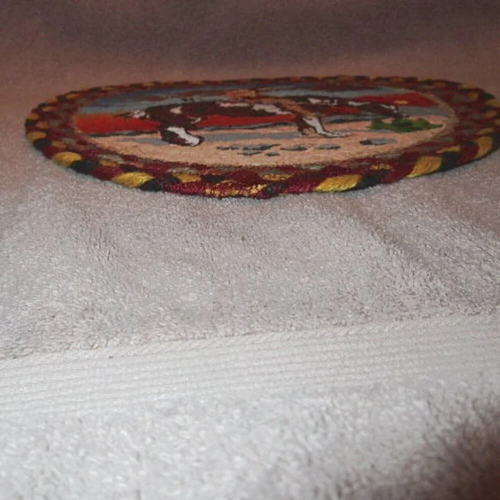Native American End Of Trail Horse Placemat Earth Rugs Braided Jute Trivet 10”